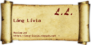 Láng Lívia névjegykártya